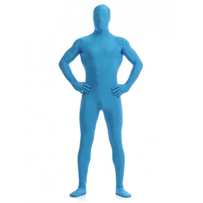 Blue Zentai Suit Adults Morph Suit Full Body Lycra Spandex Bodysuit For Men