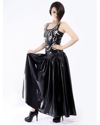 Unisex Sweet Black Sleeveless Latex Dress