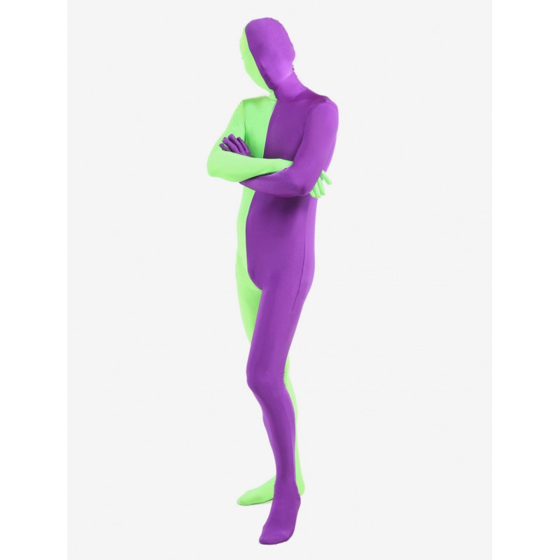 Unisex Morph Suit Green Purple Lycra Spandex Full Body Zentai Suit Halloween