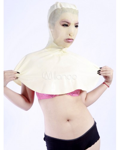 Halloween Unique White Latex Unisex Catsuits  Zentai Halloween Hood