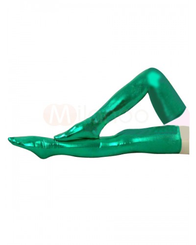 Unisex Halloween Shiny Metallic Green Long Stockings Halloween