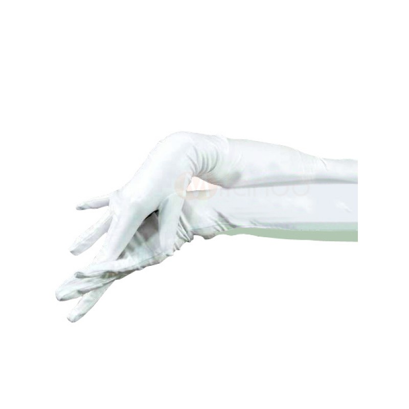 Shiny Metallic White Shoulder Length Gloves