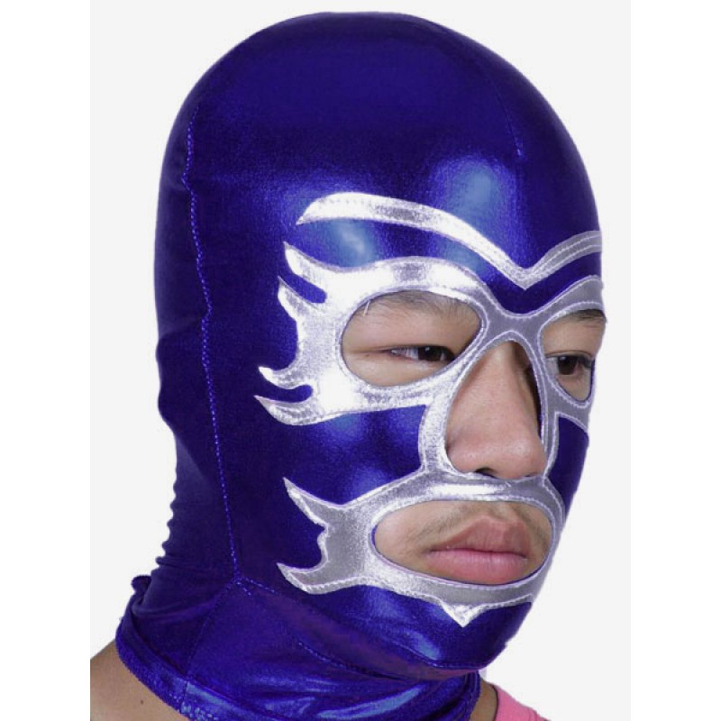 Unisex Halloween Blue And Silver Open Eye And Mouth Spandex Hood