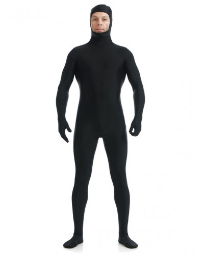 Morph Suit Black Zentai Suit Lycra Spandex Bodysuit With Face Opened