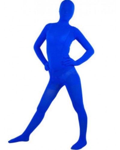 Halloween Fantastic Blue Silk Velours Zentai Suit Halloween