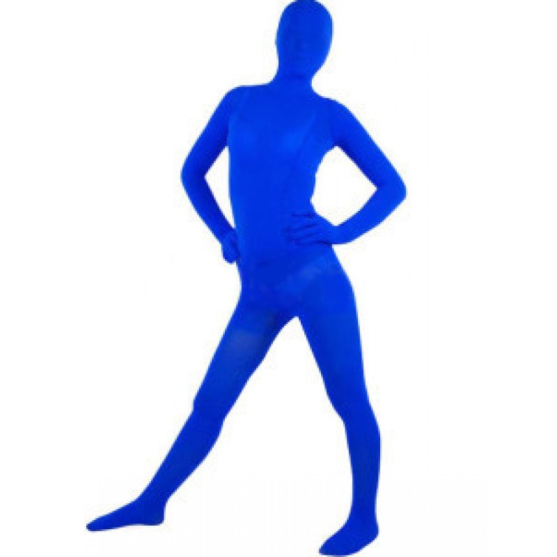 Halloween Fantastic Blue Silk Velours Zentai Suit Halloween