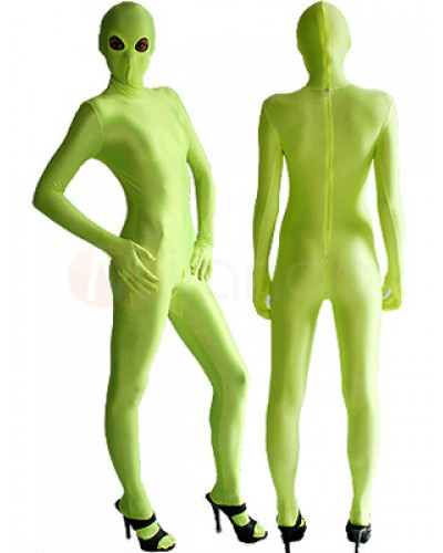 Halloween Morph Suit Light Green Lycra Spandex Catsuit With Eyes Opened Zentais