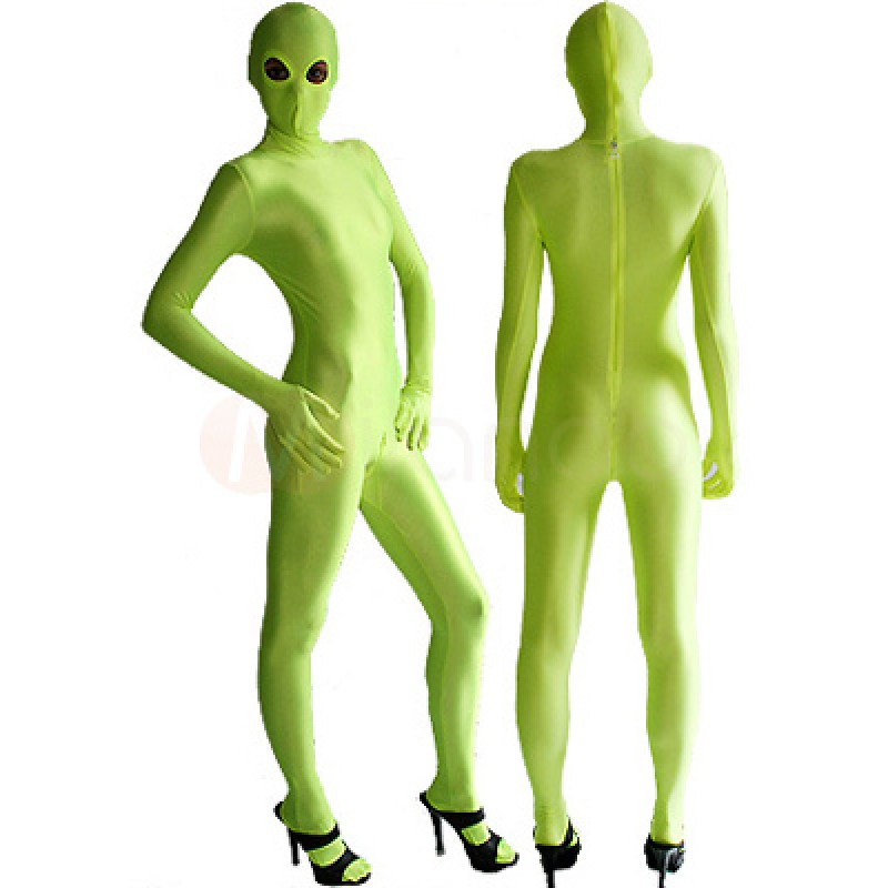 Halloween Morph Suit Light Green Lycra Spandex Catsuit With Eyes Opened Zentais