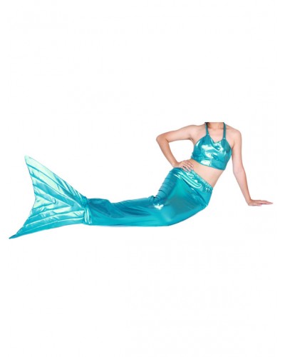 Unisex Halloween Blue Shiny Metallic Tail Mermaid Animal Zentai Halloween