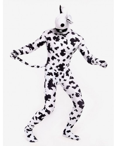 Morph Suit White Cow Style Zentai Suit Full Body Lycra Spandex Bodysuit