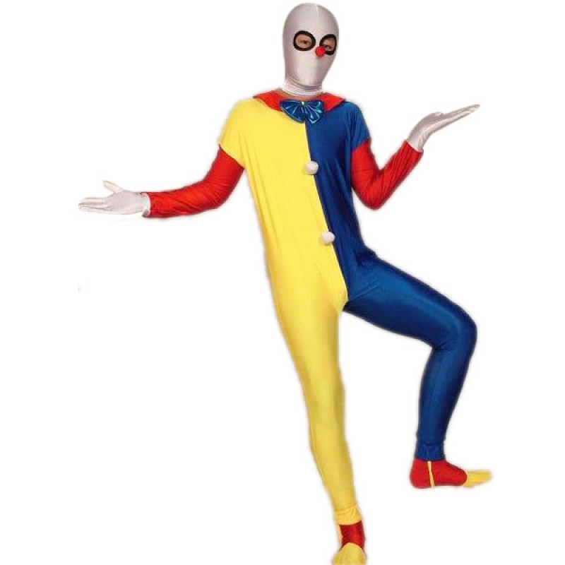 Yellow Blue Red Spandex Lycra Clown Zentai Suit