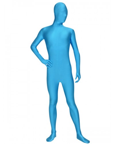 Halloween Sky Blue Zentai Catsuit Spandex Lycra Unicolor Unisex Morphsuits Halloween Bodysuit