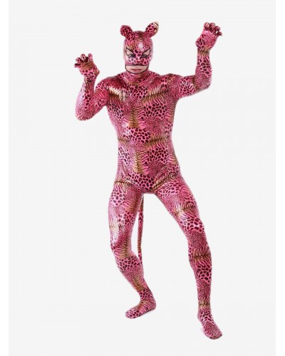 Unisex Halloween Cute Multi Color Tiger Print Shiny Metalic Lycra Animal Zentai Suits Halloween