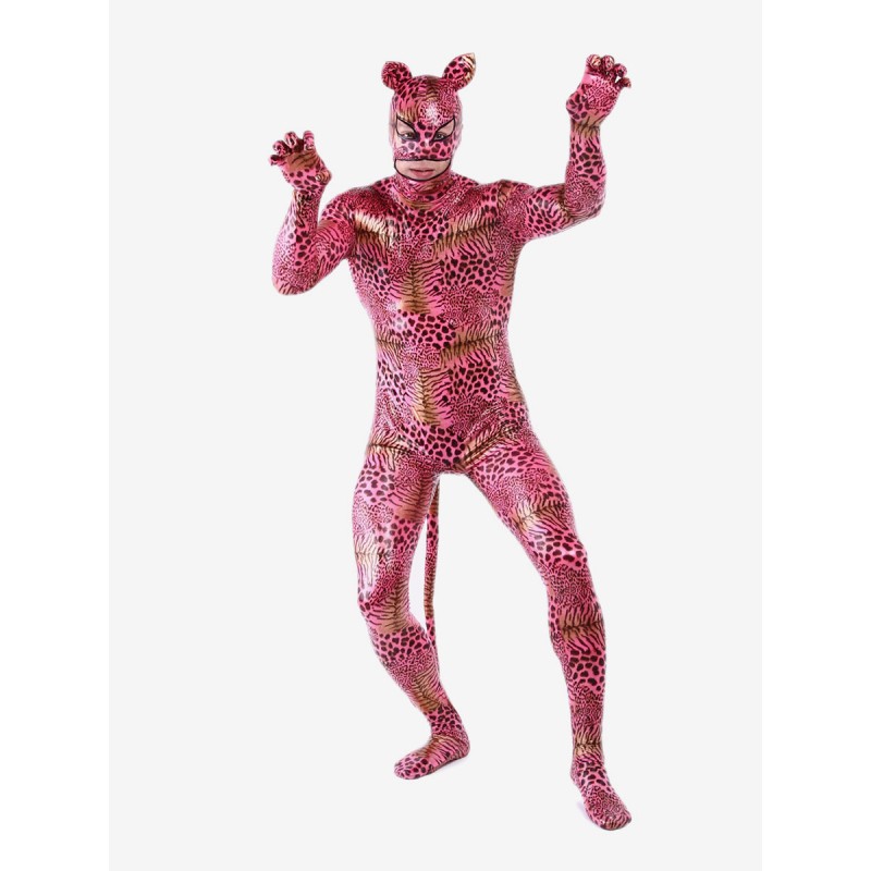 Unisex Halloween Cute Multi Color Tiger Print Shiny Metalic Lycra Animal Zentai Suits Halloween