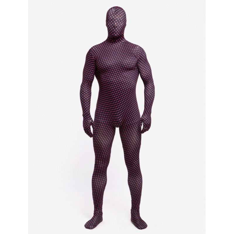 Unisex Morph Suit Pink Polka Dot Zentai Suit Black Full Body Lycra Spandex Bodysuit