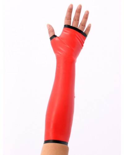 Women Red Open Finger Latex Gloves Halloween