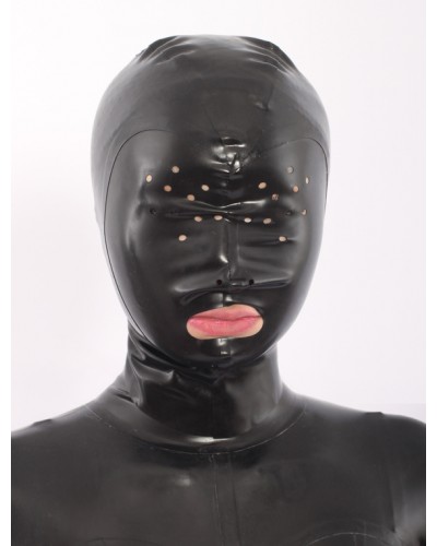 Women Black Open Mouth Latex Hoods Halloween