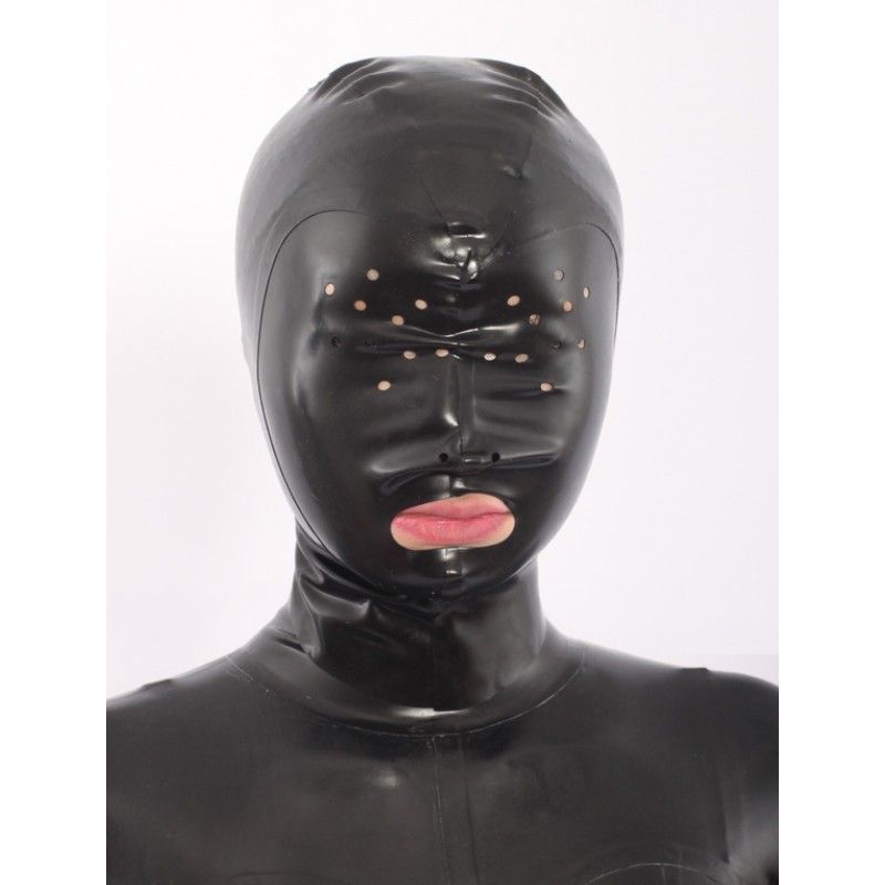 Women Black Open Mouth Latex Hoods Halloween