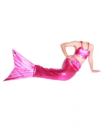 Unisex Halloween Rose Red Shiny Metallic Tail Mermaid Animal Zentai Halloween