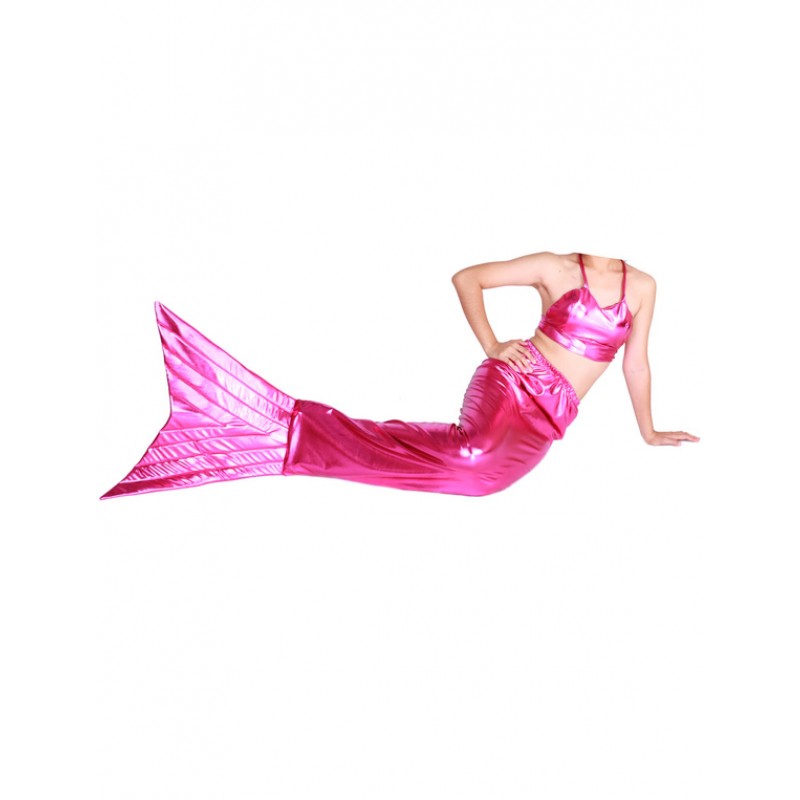 Unisex Halloween Rose Red Shiny Metallic Tail Mermaid Animal Zentai Halloween