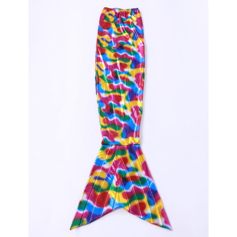 Unisex Halloween Multicolor Print Mermaid Tail Shiny Metallic Animal Zentai Halloween