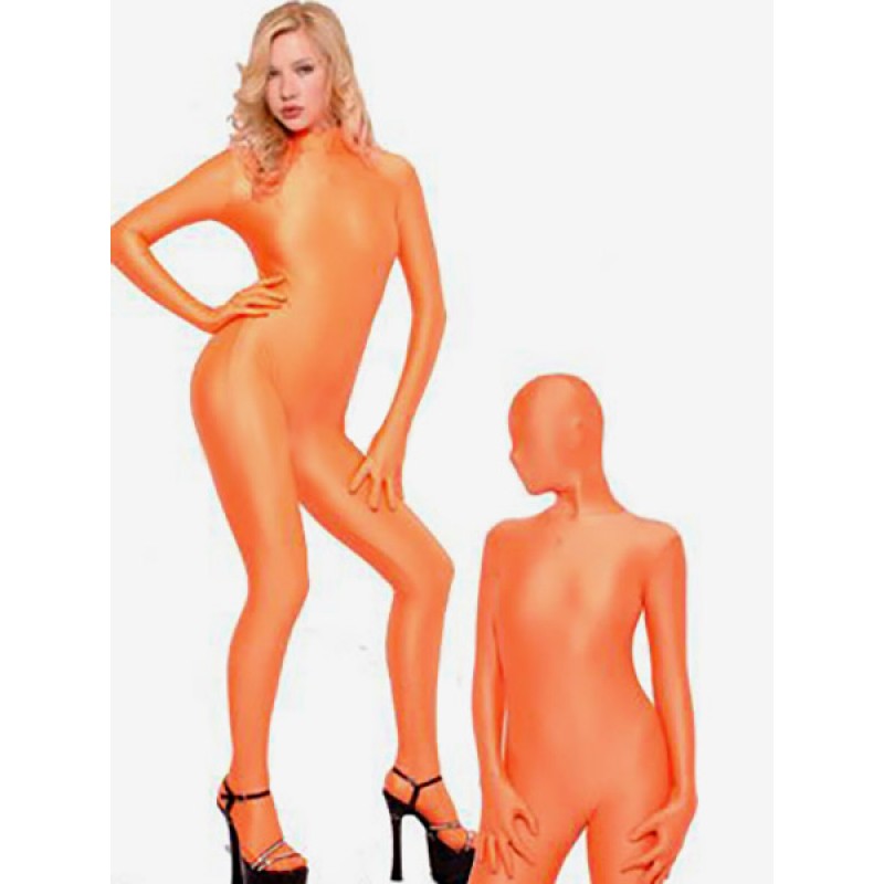 Halloween Morph Suit Orange Lycra Spandex Catsuit Bodysuit