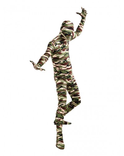 Unisex Morph Suit Green Camouflage Lycra Spandex Zentai Suit Full Body Suit