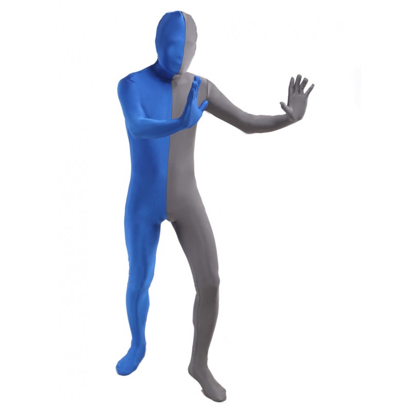 Unisex Morph Suit Grey And Blue Lycra Spandex Zentai Suit Full Body Suit