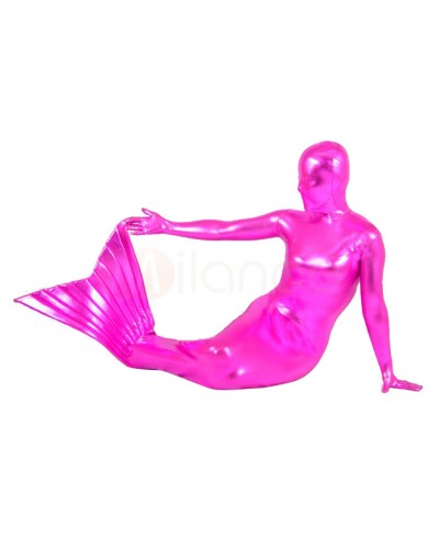 Unisex Crimson Shiny Metallic Mermaid Suit