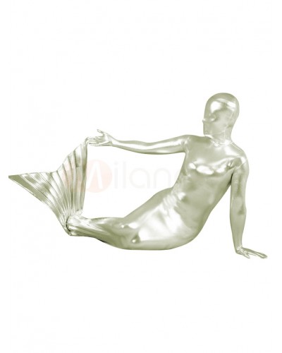 Unisex Silver Shiny Metallic Mermaid Suit