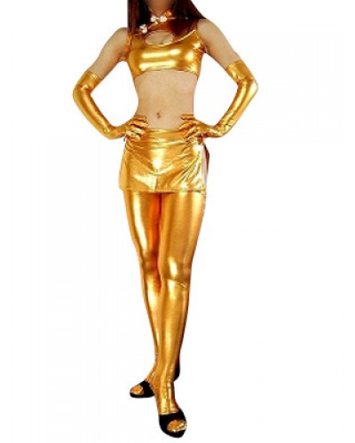 Gold Shiny Metallic Sexy Three-Set Costume