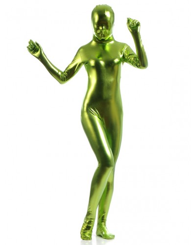 Unisex Copper Green Zentai Suit Adults Full Body Shiny Metallic Bodysuit Solid