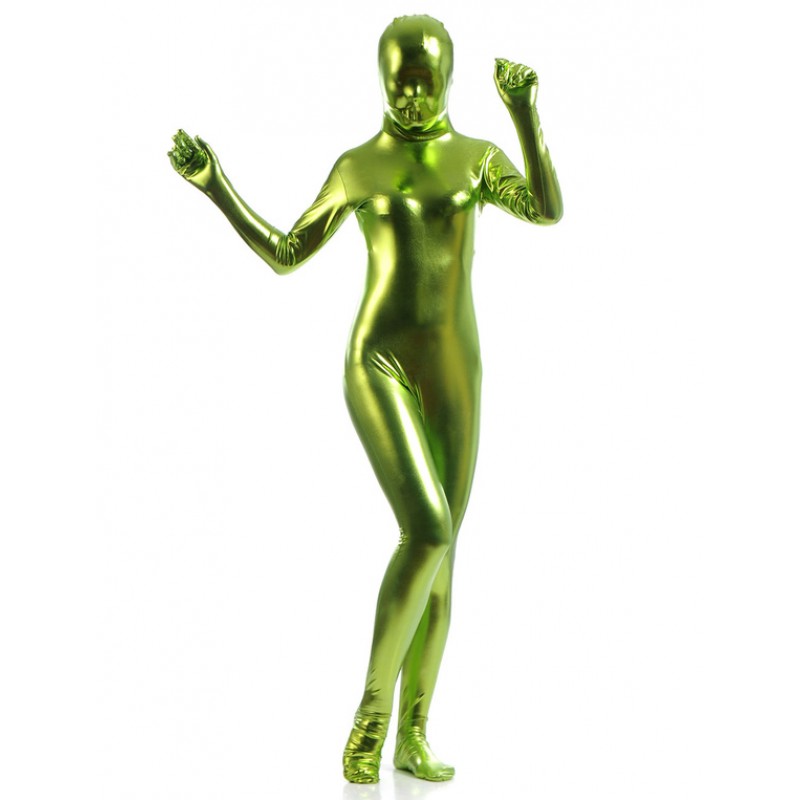 Unisex Copper Green Zentai Suit Adults Full Body Shiny Metallic Bodysuit Solid