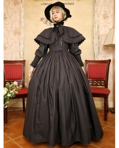 Women Black Costumes Lace Polyester Dress 's Marie Antoinette Costume Masquerade Ball Gown Tunic Retro