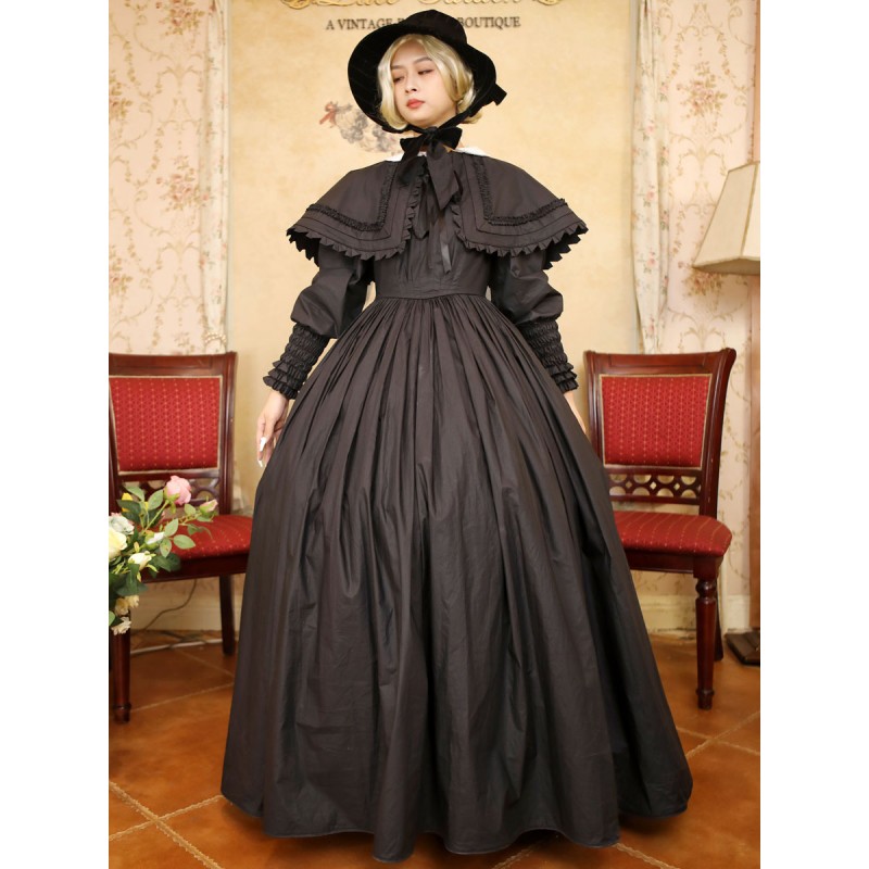 Women Black Costumes Lace Polyester Dress 's Marie Antoinette Costume Masquerade Ball Gown Tunic Retro