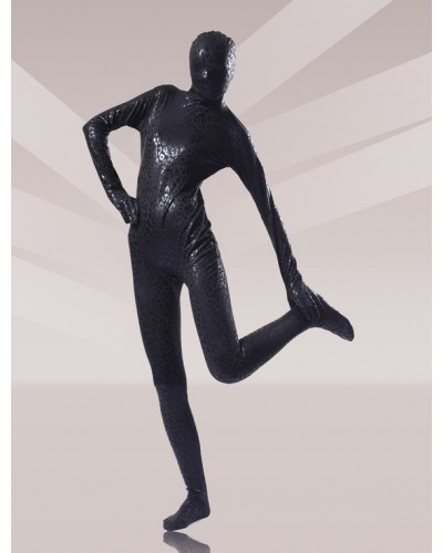 Black Leopard Shiny Metallic Unisex Zentai Suits