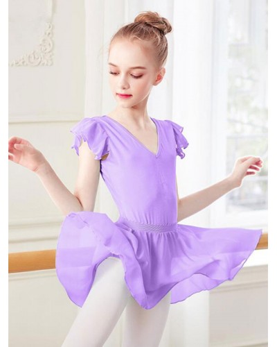 Women Ballet Dress Violet 's Kid's Ballerina Pleated Artwork Shaping Lycra Spandex Skirt Set Performance Wear Sets Jumpsuit Elegant Art Deco/Retro