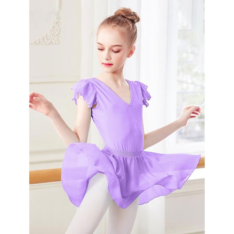 Women Ballet Dress Violet 's Kid's Ballerina Pleated Artwork Shaping Lycra Spandex Skirt Set Performance Wear Sets Jumpsuit Elegant Art Deco/Retro