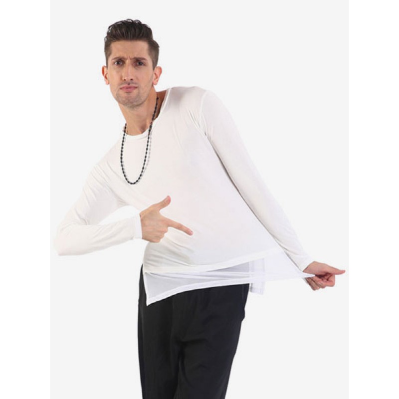 Dance Costumes Latin Dresses White Men Top Dancer Dancing Wear Outfit Carnival Performance