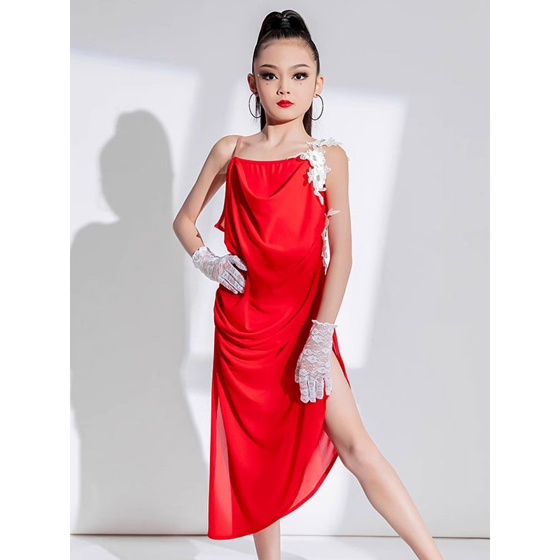 Women Latin Dance Dresses Ture Red 's Lycra Spandex Dress Latin Dancer Dancing Wear