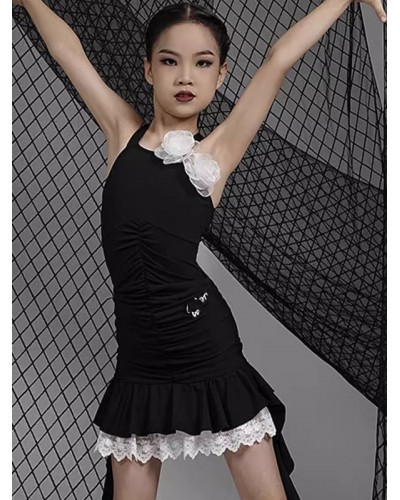 Latin Dance Dresses Black Women's Lycra Spandex Dress Latin Dancer Wear Dancing Holiday Ball