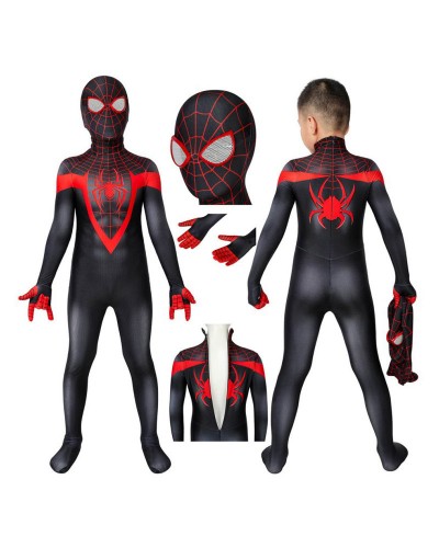 Marvel Comics Kids PS5 2023 Spider Man Miles Morales Zentai Jumpsuit Cosplay Costume