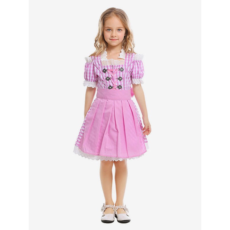 Girls Carnival Costumes For Kids Peach Beer Maid Girl Polyester Dress Lower Body Apron For Child