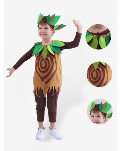 Halloween Costumes For Kids Coffee Brown Polyester Tree Jumpsuit Waistcoat Holiday