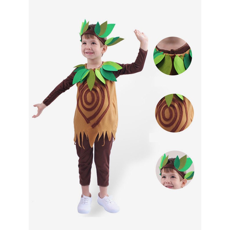 Halloween Costumes For Kids Coffee Brown Polyester Tree Jumpsuit Waistcoat Holiday