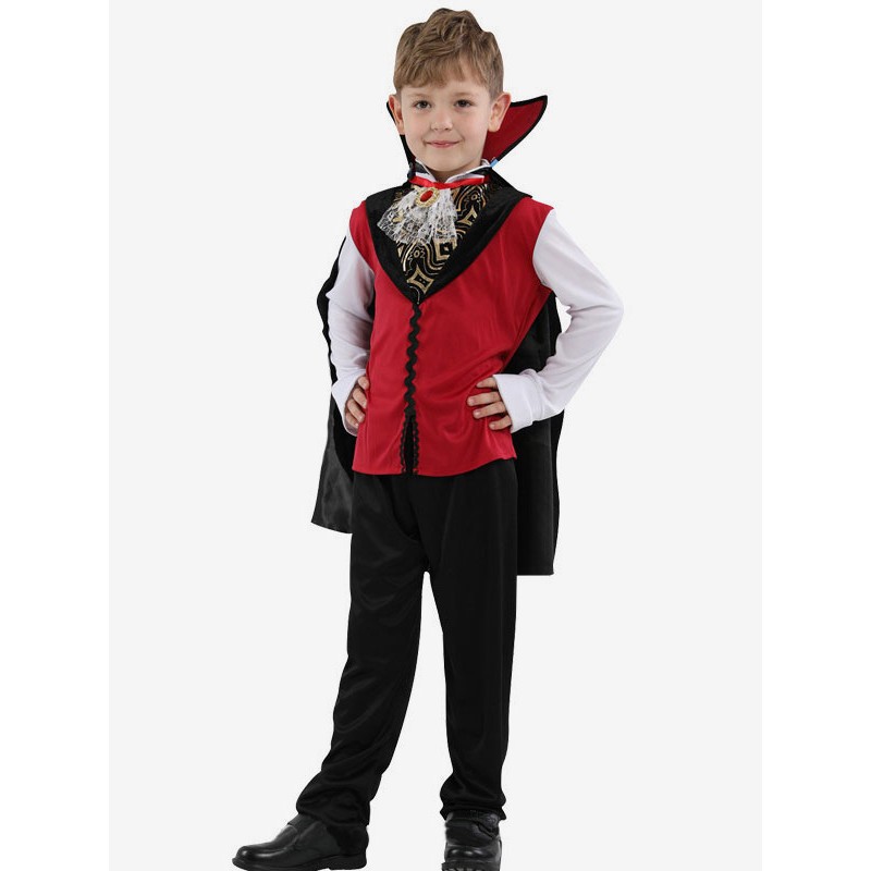 Halloween Vampire Costumes For Kids Burgundy Polyester Fiber Cloak Pants Blouse Pants 3-Piece Set Sets