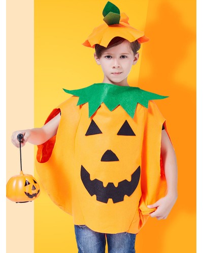 Kid's Yellow Pumpkin Lantern Halloween Costumes