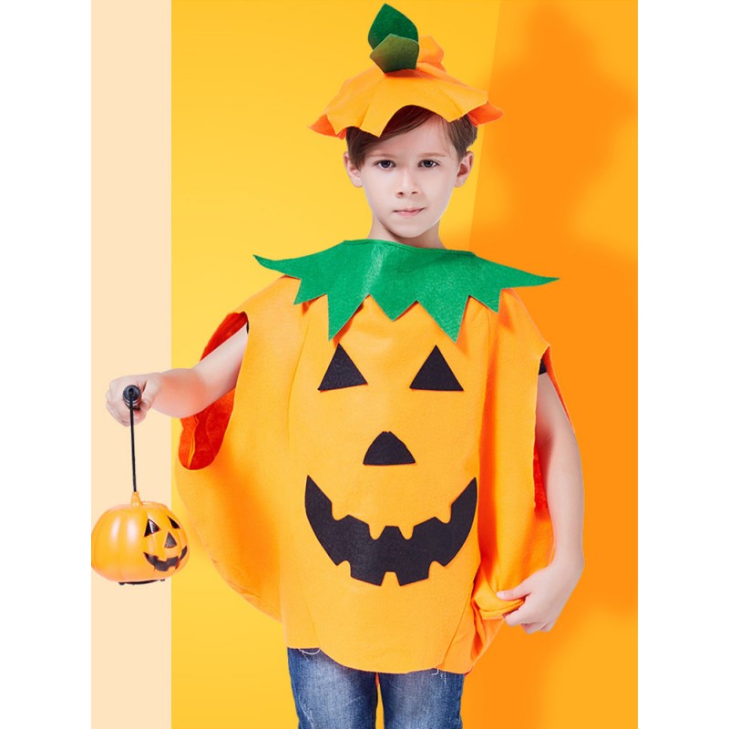 Kid's Yellow Pumpkin Lantern Halloween Costumes