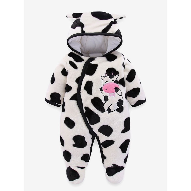 Unisex Cow Onesie Pajamas Kigurumi Toddler Flannel Jumpsuit Onesie Pajamas