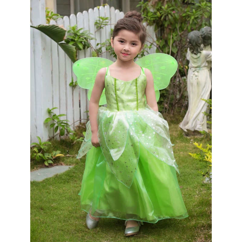 Kids Fairy Costume Fairytale Grass Green Cartoon Princess Dress Party Holiday Ball Cosplay